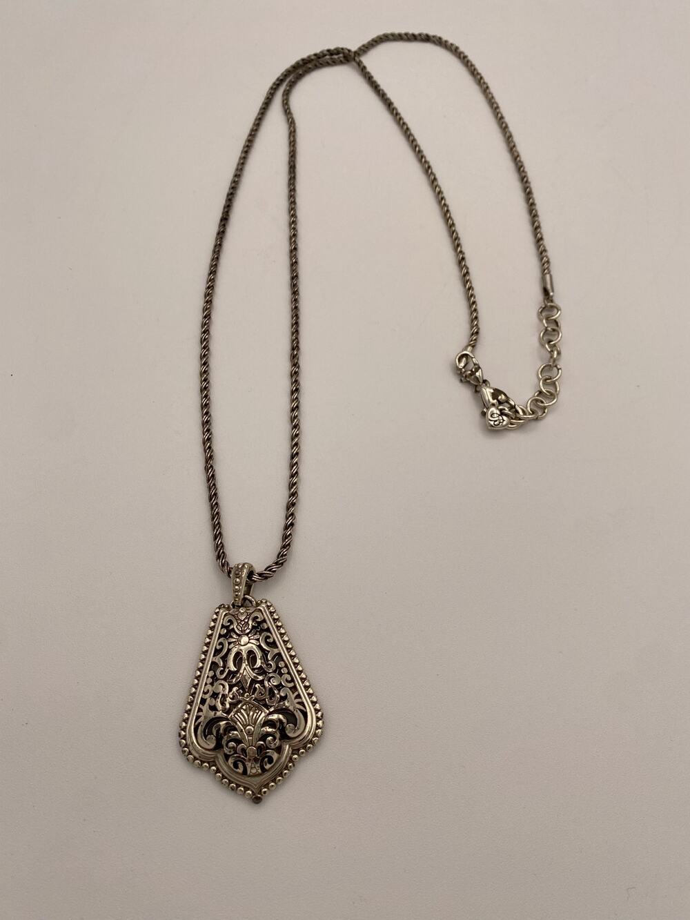 Brighton Monte Cristo Pendant & Long Convertible Chain Silver Plated